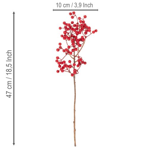 Künstlicher Ilexzweig mit roten Beeren dekorativer Zweig für Vasen 47cm 3St | Floristik24.de