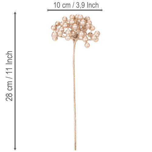Künstlicher Beerenzweig Champagnerfarben Dekoration 28cm 3St | Floristik24.de