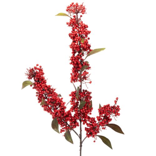 Künstlicher Zweig mit roten Beeren und Blättern 96cm kaufen | Floristik24.de