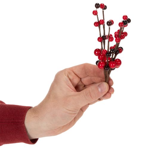 Künstlicher Zweig mit roten Beeren 15cm 6St | Floristik24.de