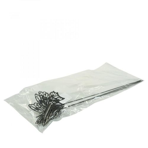 Floristik24 Blumenstecker Metall Schmetterling Schwarz 10,5×8/44cm 3 St