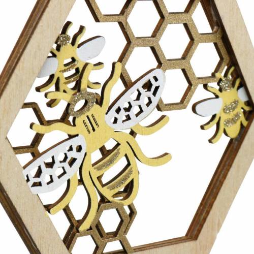 Floristik24 Bienenwabe zum Hängen, Sommerdeko, Honigbiene, Holzdeko, Bienen in Wabe 4St