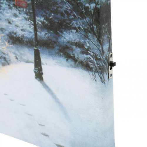 Floristik24 LED-Wandbild Winterlandschaft mit Haus 38×28cm Für Batterie