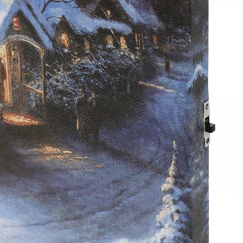 Floristik24 LED-Wandbild Winterlandschaft mit Kirche 38×28cm Für Batterie