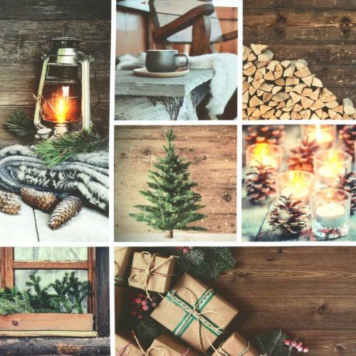 Floristik24 LED-Wandbild Weihnachten Braun LED-Deko 38×38cm Für Batterie