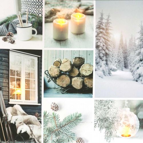 Artikel LED-Wandbild Weihnachten rustikal Weiß 38×38cm Für Batterie