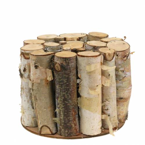 Floristik24 Birkengefäß mit Reagenzgläsern Natur Ø17cm H13cm