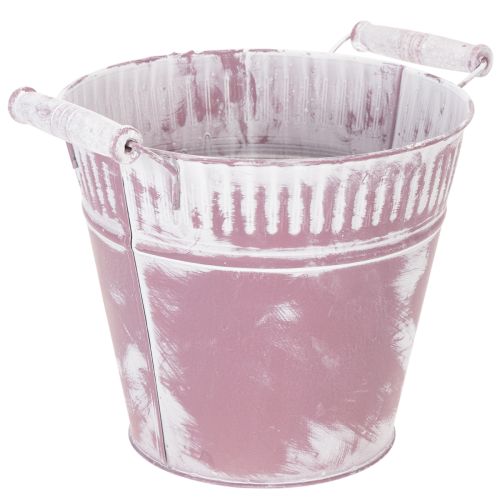 Blecheimer Lila weiß gewaschen Ø19cm H17cm 1 St | Floristik24.de