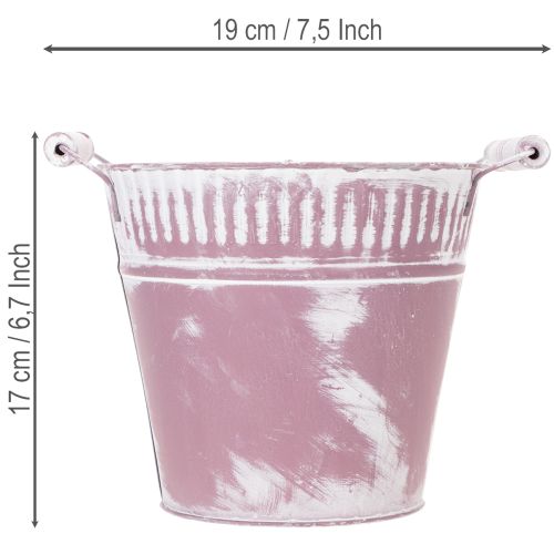 Blecheimer Lila weiß gewaschen Ø19cm H17cm 1 St | Floristik24.de