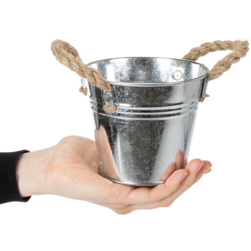 Blecheimer mit Seilgriffen glänzend Ø12cm | Floristik24.de