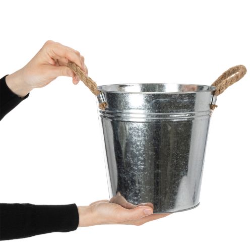 Blecheimer mit Seilgriffen glänzend Ø22cm | Floristik24.de