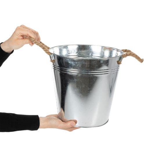 Blecheimer mit Seilgriffen glänzend Ø25cm | Floristik24.de
