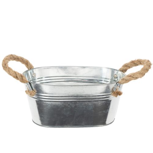 Blechschale mit Seilgriffen Silber 22cm H10cm kaufen | Floristik24.de