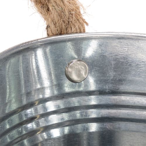 Blechschale mit Seilgriffen Silber 22cm H10cm | Floristik24.de