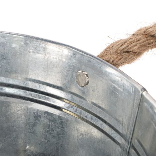 Blechschale mit Seilgriffen glänzend Ø22cm | Floristik24.de
