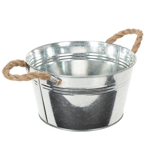 Blechschale mit Seilgriffen glänzend Ø22cm | Floristik24.de