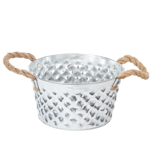 Blechschale mit Seilgriffen Ø18cm H10cm kaufen | Floristik24.de