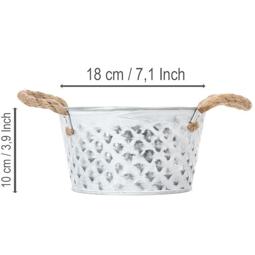 Blechschale mit Seilgriffen Ø18cm H10cm | Floristik24.de