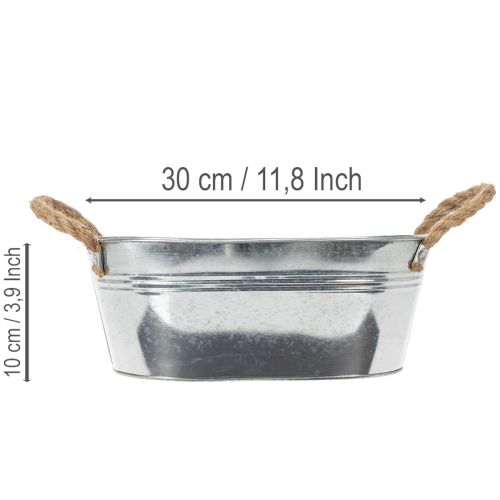 Blechschale oval Silber 30cm x 17cm x 10cm | Floristik24.de