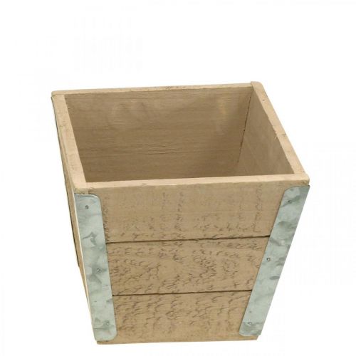 Artikel Blumenkasten Holz Übertopf Shabby Chic Beige 12,5×14,5×14,5cm