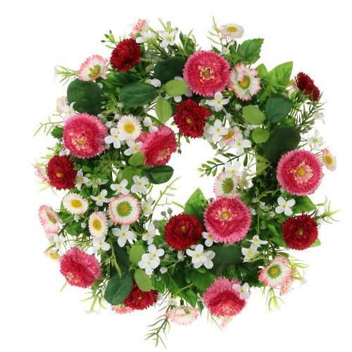 Floristik24 Blumenkranz mit Bellis Pink-Weiß Ø30cm