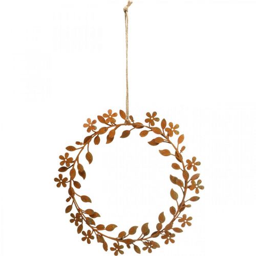 Floristik24 Blumenkranz Metalldeko Rost Look Kranz Frühlingsdeko Ø20cm 3 St