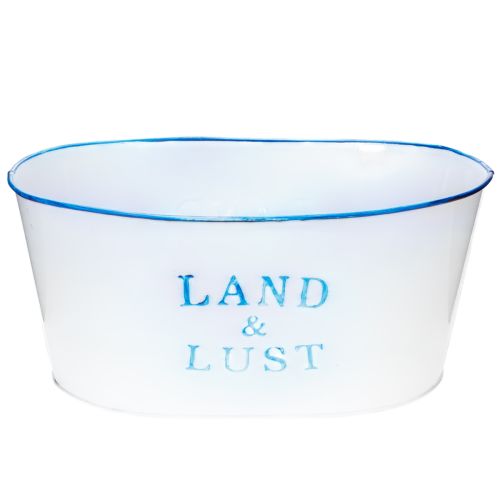 Blumenschale oval Pflanztopf Metall Weiß, Blau 26×17×12cm kaufen | Floristik24.de