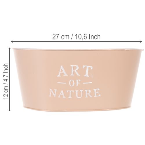 Blumenschale oval Zink Altrosa Übertopf 27×18cm H12,5cm | Floristik24.de