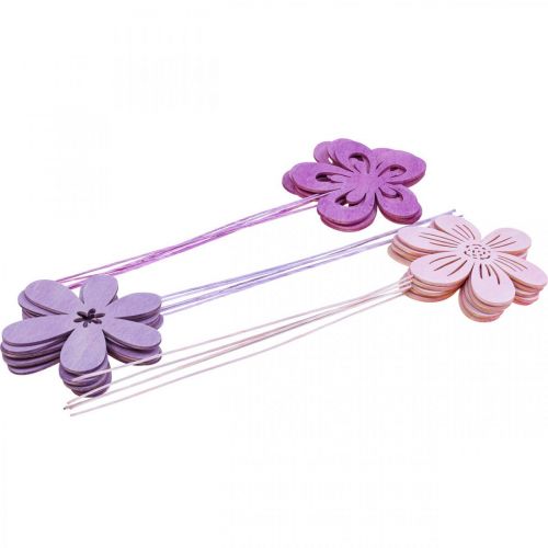 Floristik24 Gartenstecker Blume Blumenstecker Violett/Lila/Rosa Ø9,5cm 15St