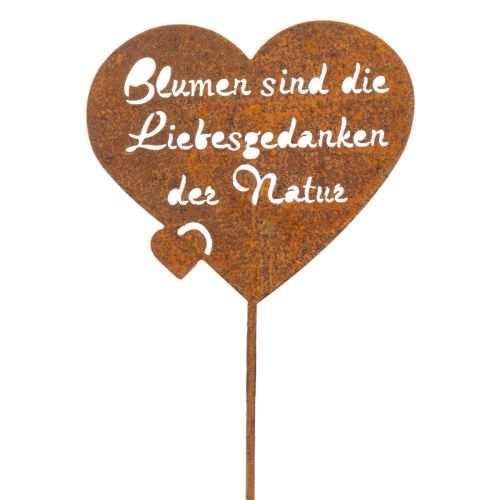 Blumenstecker Herz mit Spruch Rost Metall Gartendeko 10cm 6 St | Floristik24.de