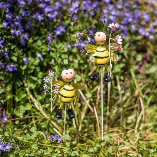 Blumenstecker Biene mit Blume, Metall Deko Frühling Sommer 4St