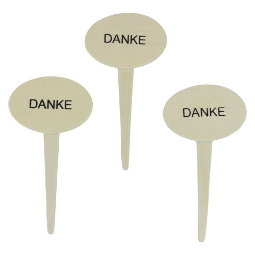 Floristik24 Blumenstecker Danke Dekostecker Holz Natur Oval 6x4cm 18 St