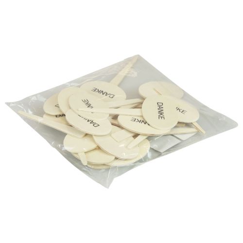 Artikel Blumenstecker Danke Dekostecker Holz Natur Oval 6x4cm 18 St