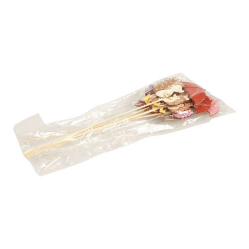 Floristik24 Blumenstecker Herbst Igel Deko Holz Lila, Braun 7,5×8cm 8 St