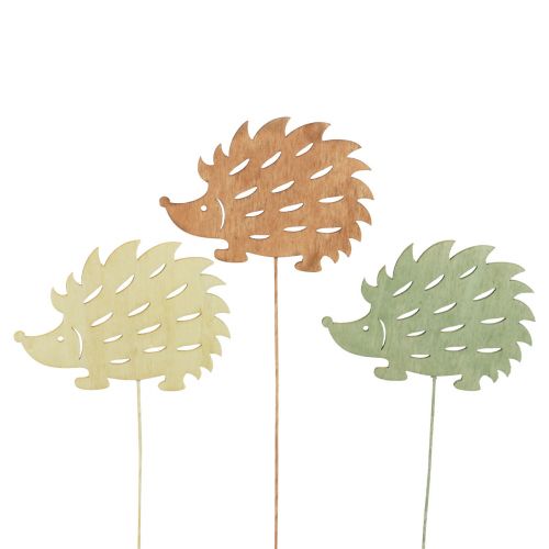 Floristik24 Blumenstecker Holz Dekostecker Igel Deko Farbig 10x7cm 18 St