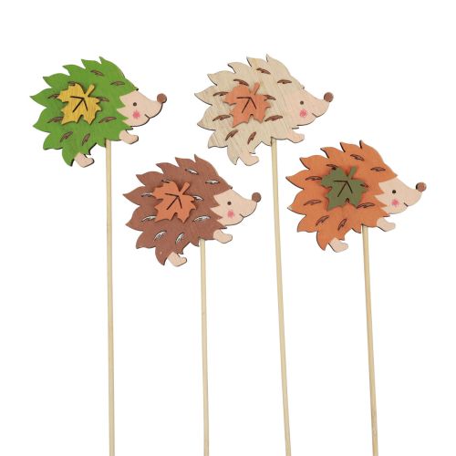Floristik24 Blumenstecker Holz Igel Deko Braun Grün 8×6cm 12 St