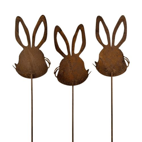 Floristik24 Blumenstecker Rost Hasen Deko 7,5cm×11,5cm 6 St