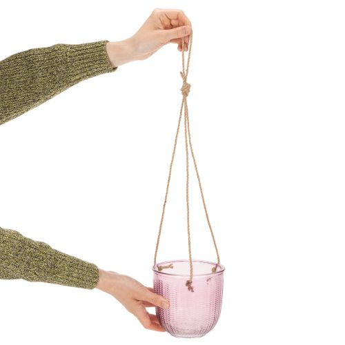 Blumentopf Glas Windlicht zum Hängen Lila Grün 14cm 2St | Floristik24.de