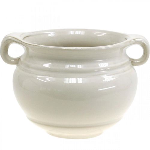 Floristik24 Blumentopf mit Henkel Übertopf Keramik Pflanztopf Weiß Ø14cm