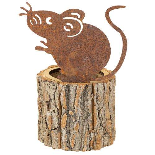 Artikel Blumentopf Holz Übertopf Rinde und Maus Edelrost H24cm