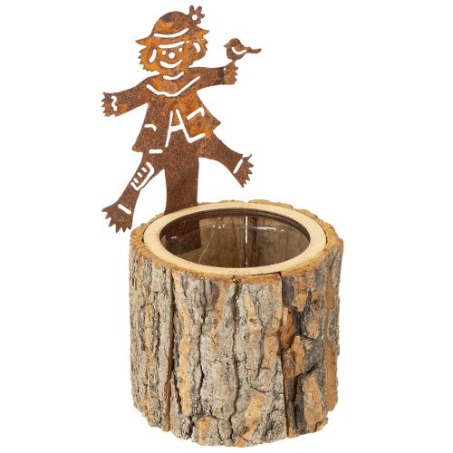 Blumentopf Holz Übertopf Vogelscheuche Rost H24,5cm