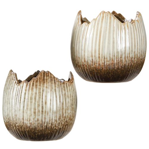 Artikel Blumentopf Keramik Ei Zerbrochen Creme Braun Ø11,5cm 2 St