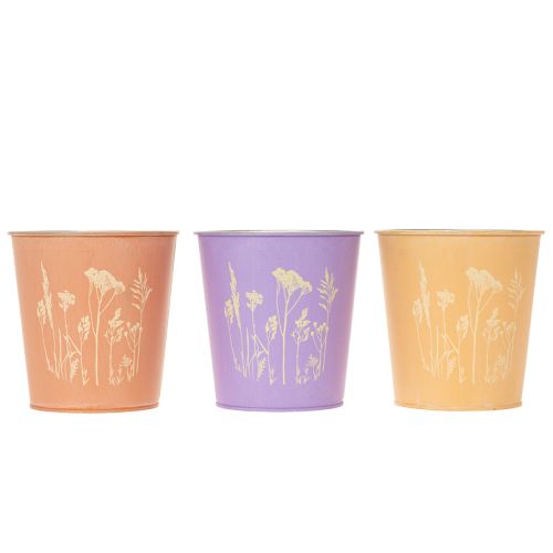 Blumentopf in Pastellfarben mit Blütenmotiv rund für Zimmerpflanzen 12cm 3St | Floristik24.de