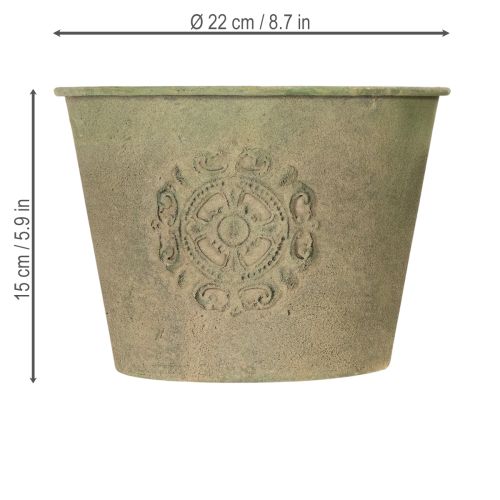 Artikel Blumentopf Metall Grün Vintage Ø22cm–13,5cm 3er-Set