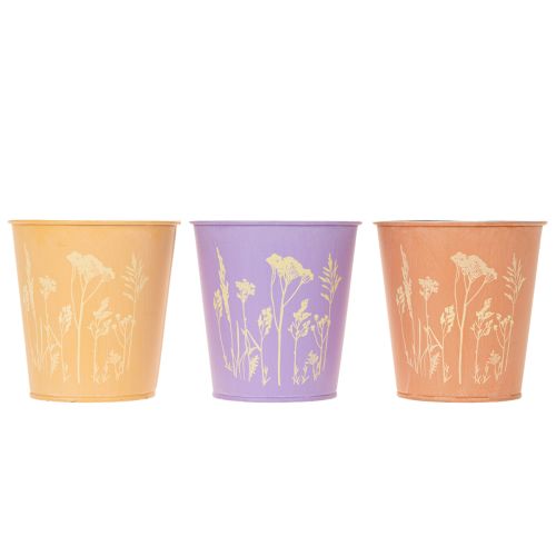 Übertopf Blumenmotiv in Pastellfarben für Balkon und Tischdeko 10cm 3St | Floristik24.de