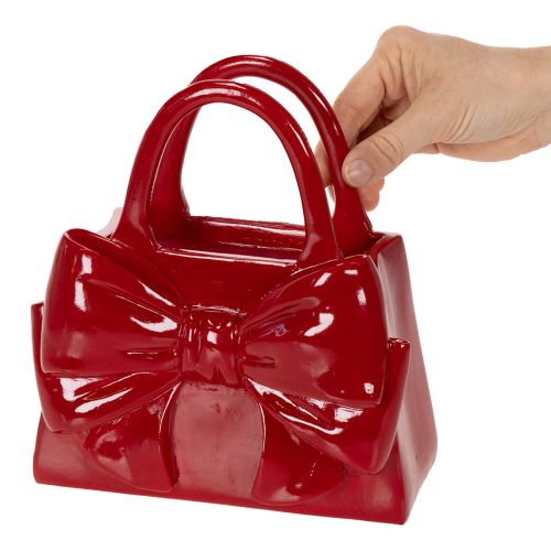 Deko Handtasche Vase mit Schleife glänzend 22cm | Floristik24.de
