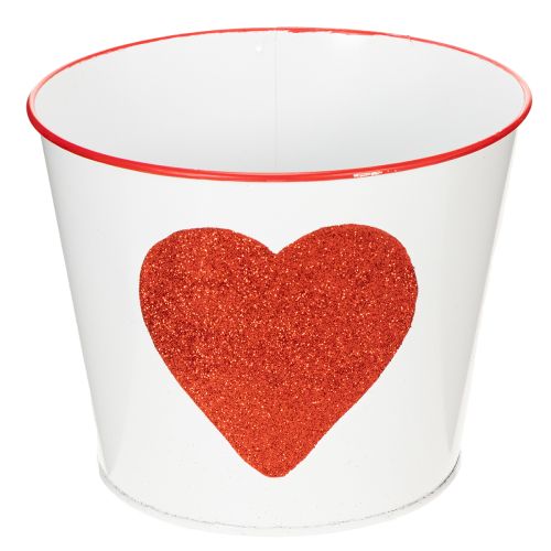 Blumentopf Weiß mit Herz in Rot Übertopf Pflanztopf Ø18cm H13,5cm kaufen | Floristik24.de