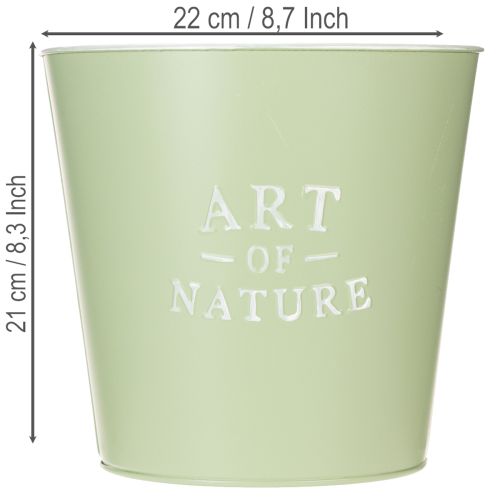 Blumentopf Zink Übertopf Metall Mintgrün Ø22cm H21cm | Floristik24.de
