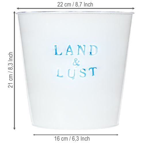 Artikel Blumentopf groß Weiß, Blau Metalldeko Übertopf Ø22×H21cm