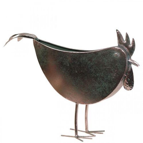 Blumentopf Huhn Metall Vogel Metallic Rosé 51×16×37cm